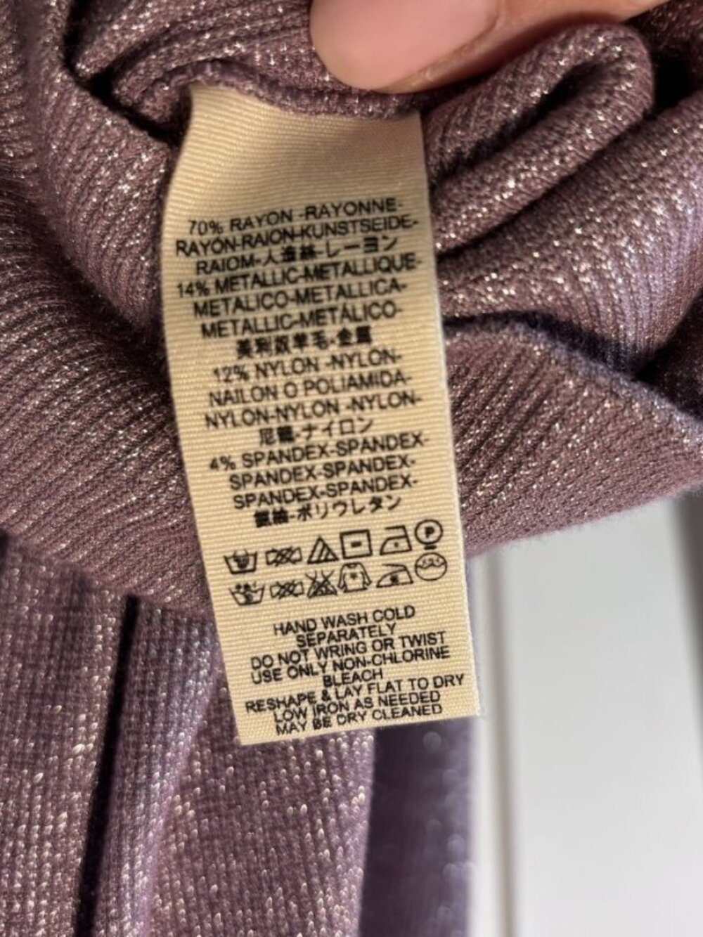 FREE PEOPLE Purple Metallic Sparkle Turtleneck Knit Top Sweater Women’s Small - Picture 5 of 5
